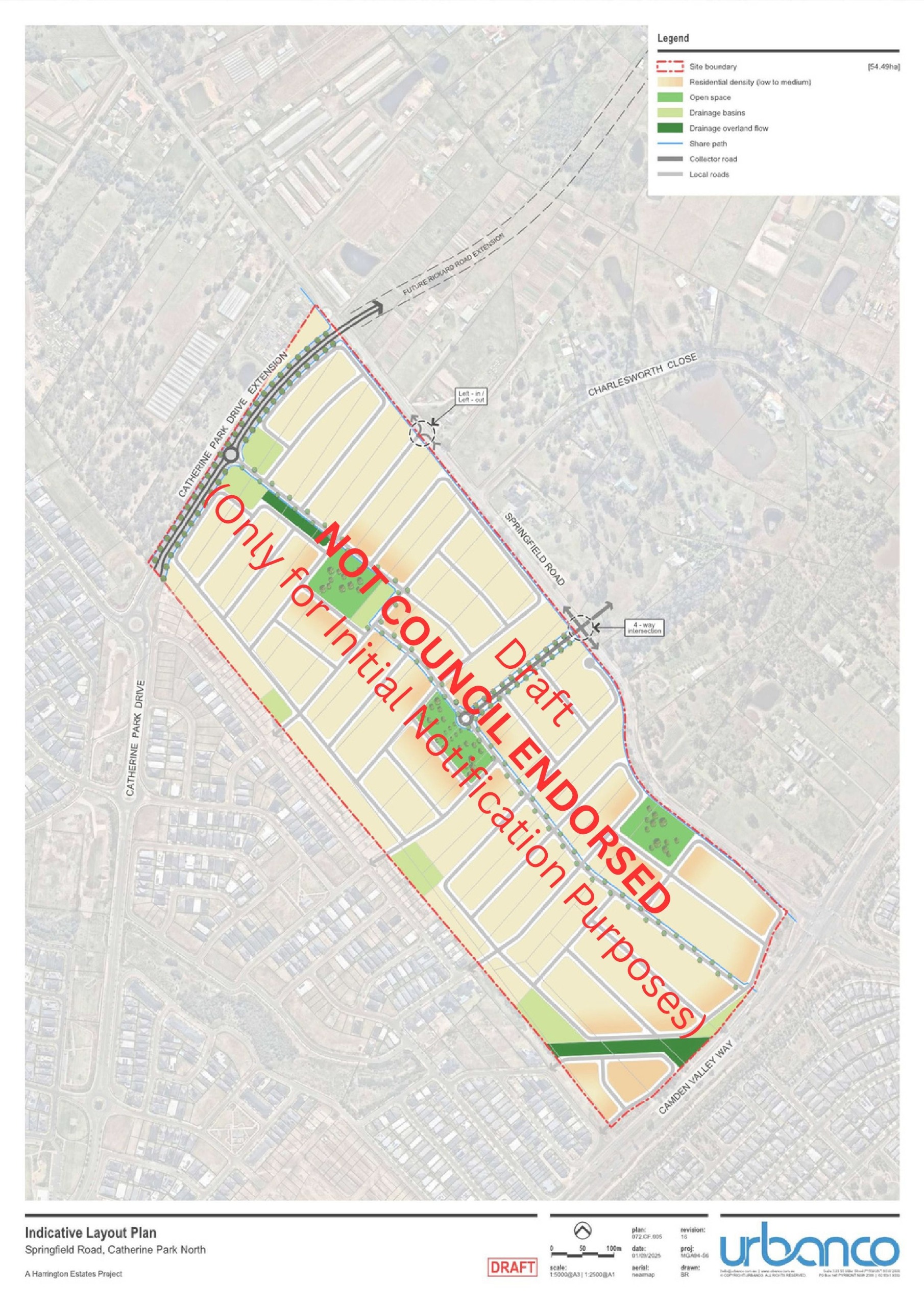 Proponent's draft Indicative Layout Plan (version 4) Springfield Road South Planning Proposal