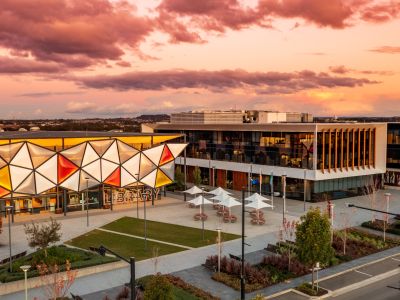 Oran Park Library at sunset