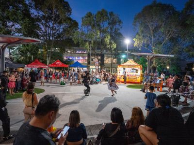 Evening performance at Narellan Library forecourt